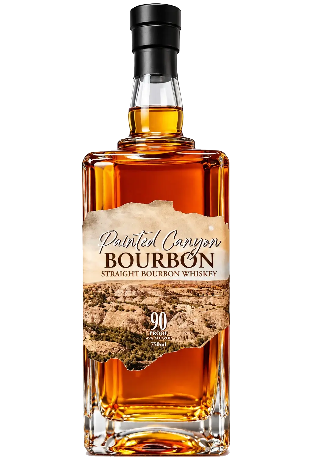 Bottle of Painted Canyon Straight Bourbon Whiskey, 90 proof, 750 ml