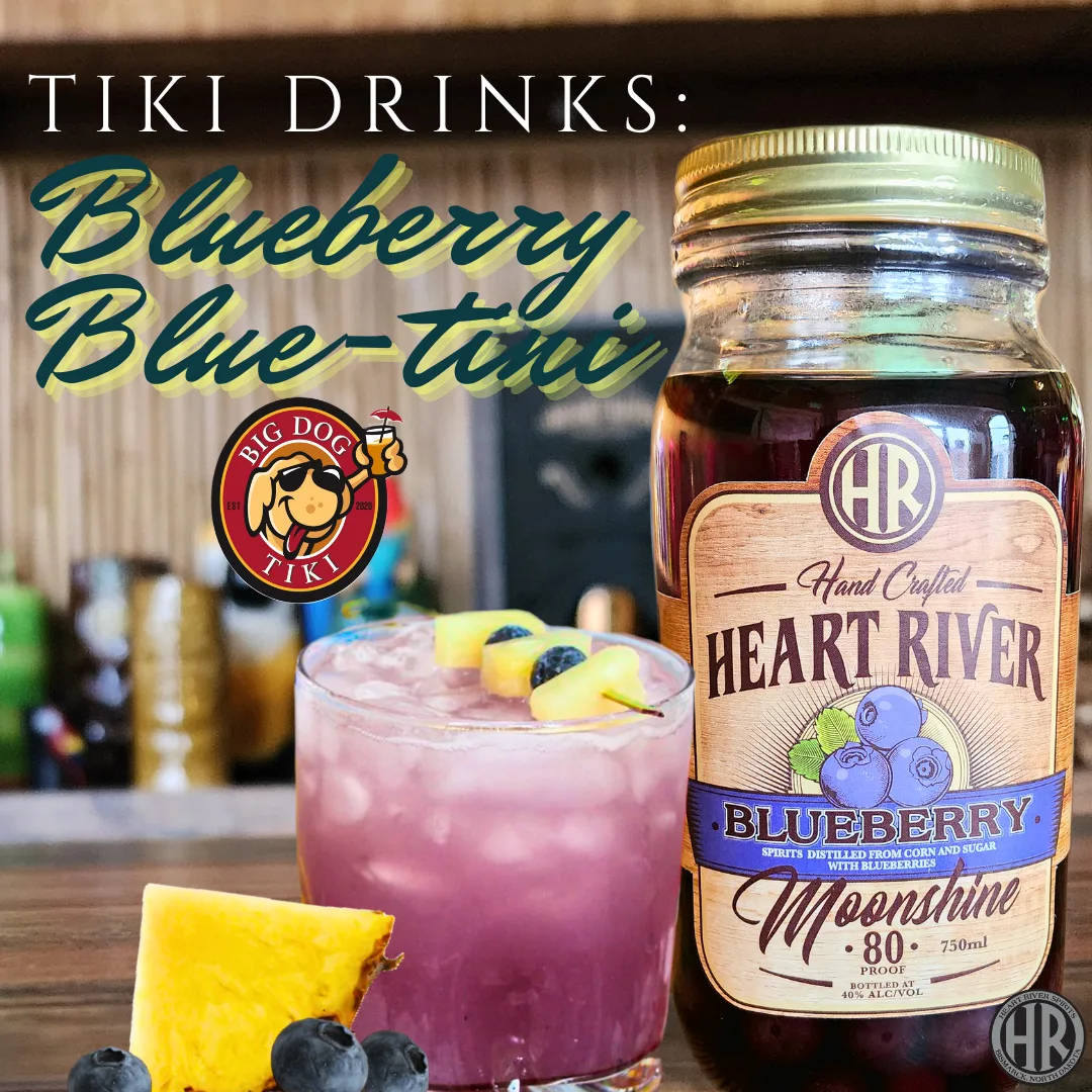 Blueberry Blue-tini cocktail made with Heart River Blueberry Moonshine