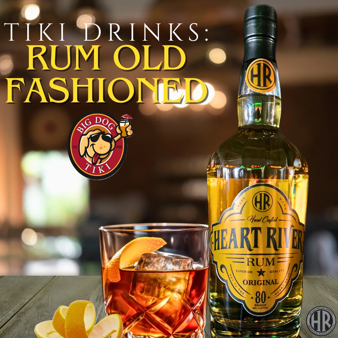 Rum Old Fashioned cocktail made with Heart River Original Rum